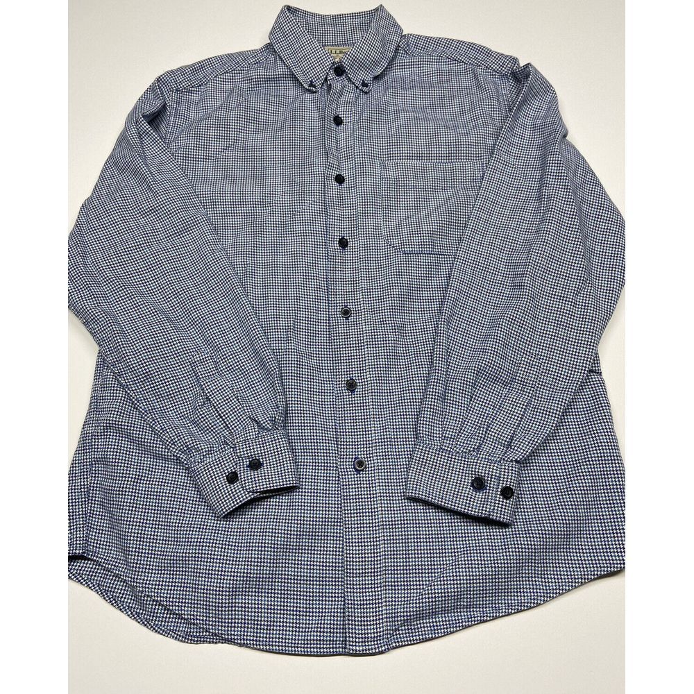 LL Bean Cotton Flannel Long Sleeve Shirt Medium Mens Traditional Fit Blue Medium